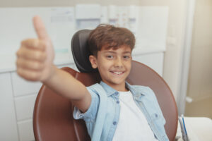 child comfortable at the dentist's office