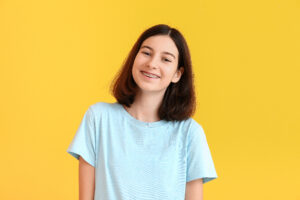 Teenage girl with dental braces